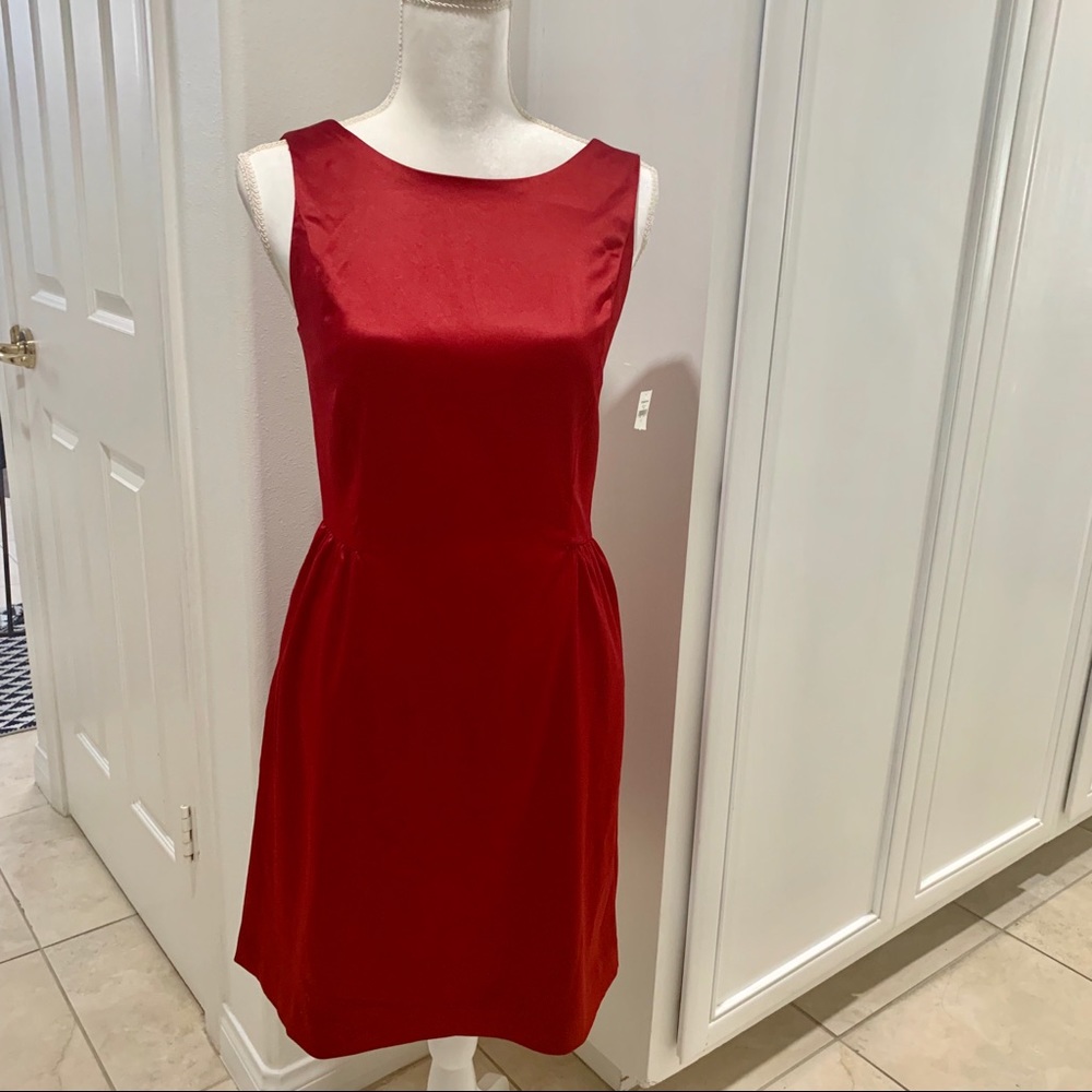 NWT Red Structured Satin Cocktail dress GAP